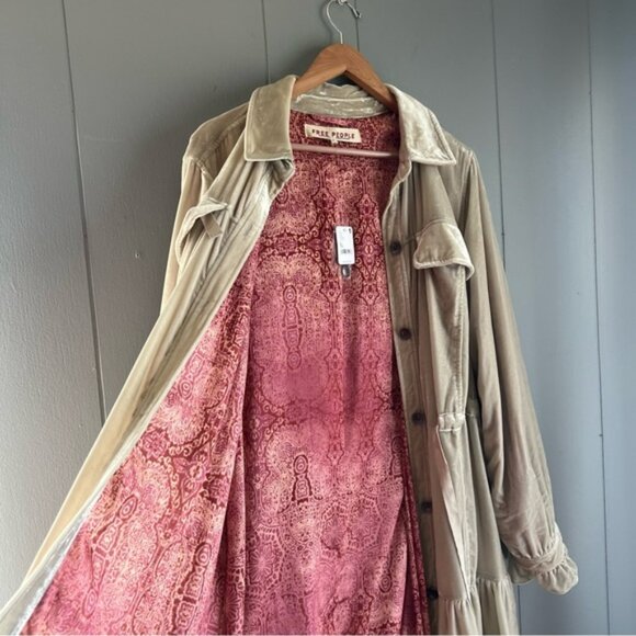 🎉NWT Free People velvet Bella Donna Duster jacket cream XL ivory missing ties - Picture 10 of 13